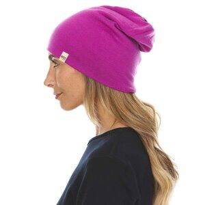 MINUS 33 Radiant Violet Ridge Cuff Superfine Merino Wool Hat Fold Over Beanie